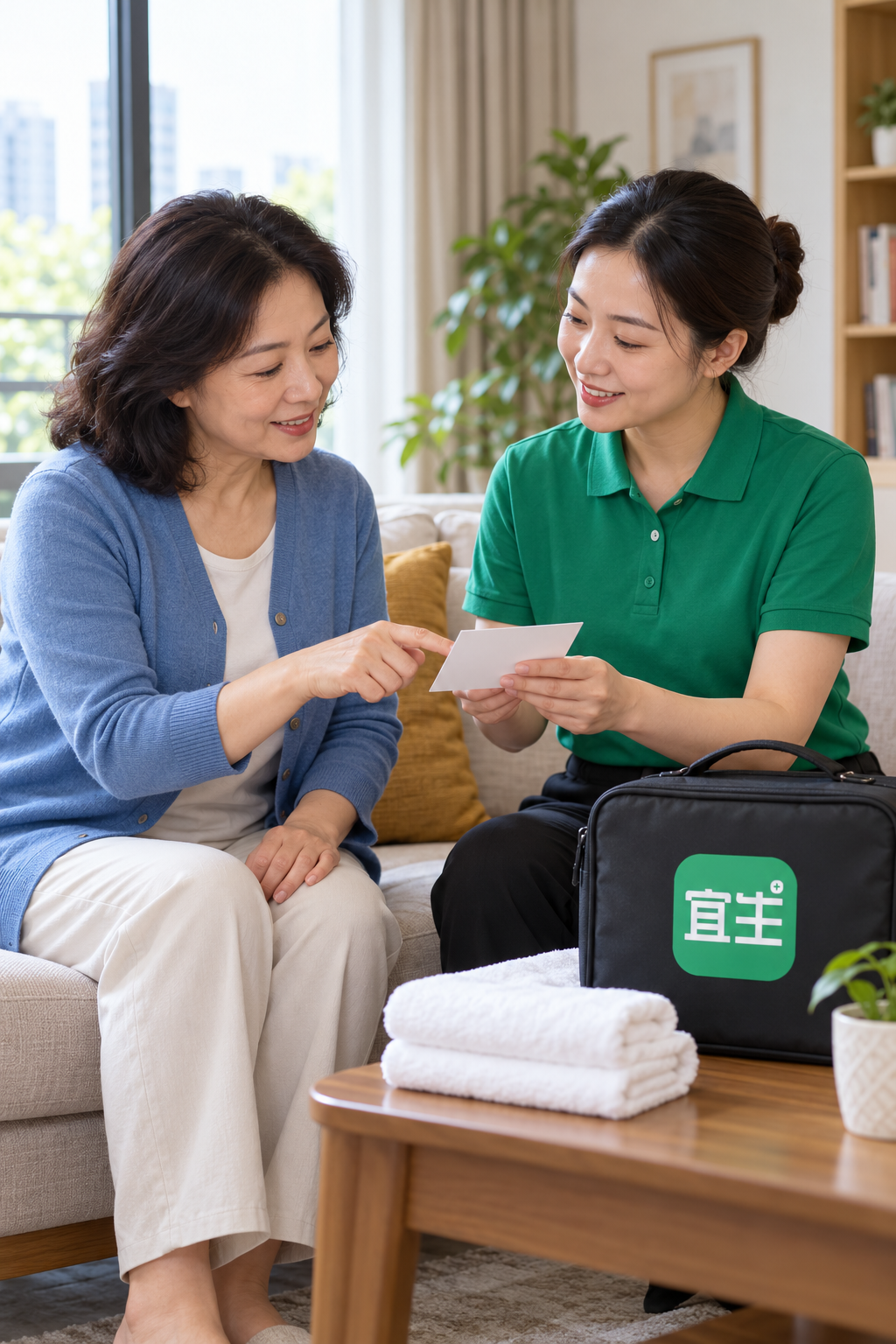 AI生成的上门服务预约核对场景示意